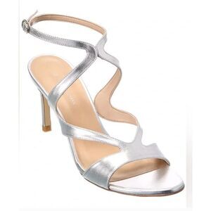 Stuart Weitzman Mariposa 80s Silver Sandal Heel, 8